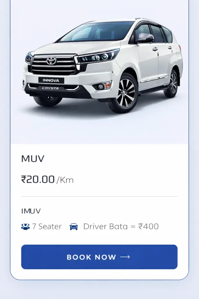 One way taxi innova muv cab at Rs.20 per km by ik taxi for outstation drop service